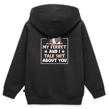 Frettchen Schlankes Wiesel Frettchen - Kinder Premium Organic Zip Hoodie - Schwarz - Hinten - AI Model Kid Male (0cm)