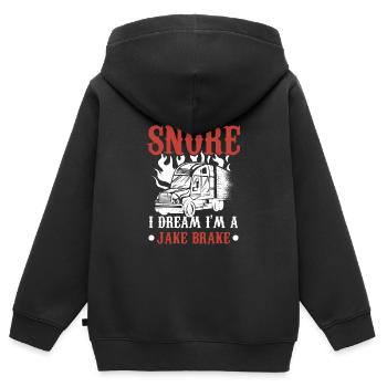Je ne ronfle pas, je rêve que je suis un lac Br - Sweat Premium à capuche zippé enfant bio - noir - Dos - AI Model Kid Male (0cm)