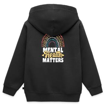 Sensibilisation à la santé mentale du cerveau humain - Sweat Premium à capuche zippé enfant bio - noir - Dos - AI Model Kid Male (0cm)