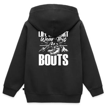 Hiking Hiking Shoes Hike - Kids Premium Organic Zip-up Hoodie - black - Back - AI Model Kid Male (0cm)