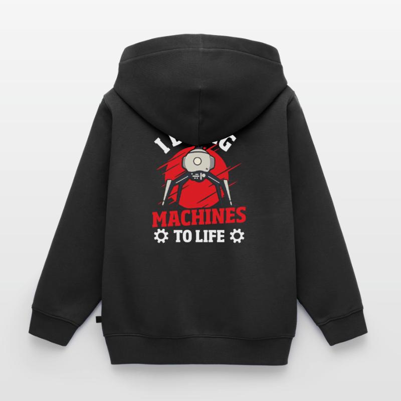 Robot Computer Engineer Kids Premium Organic Zip-up Hoodie
