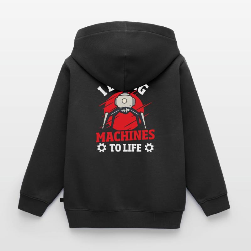 Robot Computer Engineer Kids Premium Organic Zip-up Hoodie