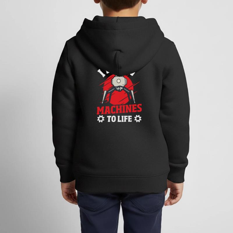Robot Computer Engineer Kids Premium Organic Zip-up Hoodie