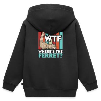 Frettchen Schlankes Wiesel Mustelid Haustier Frett - Kinder Premium Organic Zip Hoodie - Schwarz - Hinten - AI Model Kid Male (0cm)