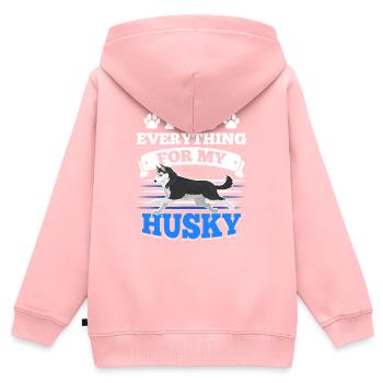 Propriétaires de chiens Husky Huskies - Sweat Premium à capuche zippé enfant bio - rose - Dos - AI Model Kid Female (0cm)
