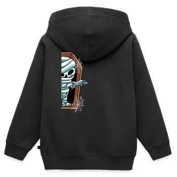 Mumie im Grab Halloween - Kinder Premium Organic Zip Hoodie - Schwarz - Hinten - AI Model Kid Male (0cm)