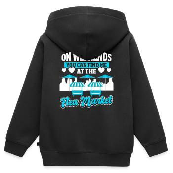 Vendeur junkie d’échange d’objets de collection - Sweat Premium à capuche zippé enfant bio - noir - Dos - AI Model Kid Male (0cm)