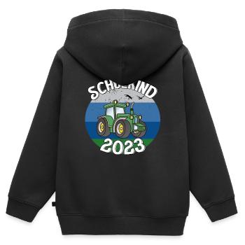 Traktor Schulkind 2023 Geschenkidee - Kinder Premium Organic Zip Hoodie - Schwarz - Hinten - AI Model Kid Male (0cm)