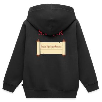 Chemise SPQR Historsisches - Sweat Premium à capuche zippé enfant bio - noir - Dos - AI Model Kid Male (0cm)