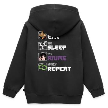 Eat Sleep Anime Repeat - Kinder Premium Organic Zip Hoodie - Schwarz - Hinten - AI Model Kid Male (0cm)