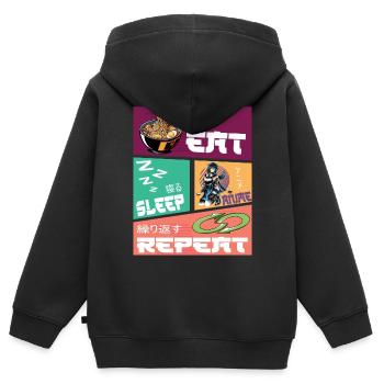 Eat Sleep Anime Repeat - Kinder Premium Organic Zip Hoodie - Schwarz - Hinten - AI Model Kid Male (0cm)