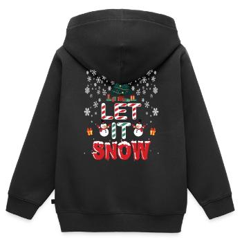 Let It Snow Flocon de neige de Noël - Sweat Premium à capuche zippé enfant bio - noir - Dos - AI Model Kid Male (0cm)
