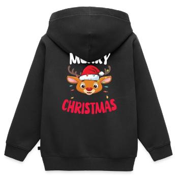 Funny Reindeer Xmas Family Merry Christmas - Kinder Premium Organic Zip Hoodie - Schwarz - Hinten - AI Model Kid Male (0cm)