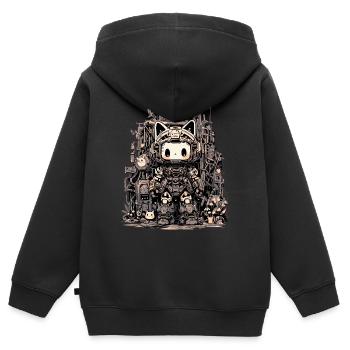 RoboCat - Kinder Premium Organic Zip Hoodie - Schwarz - Hinten - AI Model Kid Male (0cm)