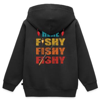 Ici louche - Sweat Premium à capuche zippé enfant bio - noir - Dos - AI Model Kid Male (0cm)