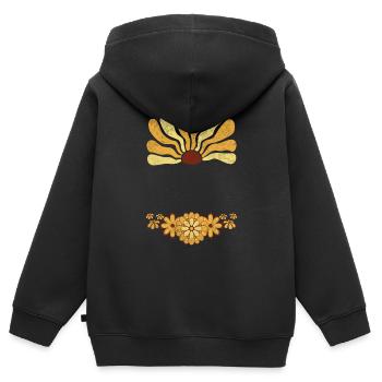 Retro Vibes Flower Power - Kinder Premium Organic Zip Hoodie - Schwarz - Hinten - AI Model Kid Male (0cm)