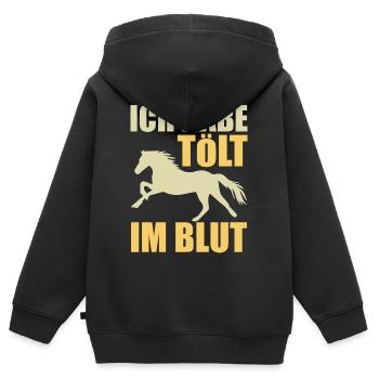 Isländer Islandpferd Islandpferde Geschenk - Kinder Premium Organic Zip Hoodie - Schwarz - Hinten - AI Model Kid Male (0cm)