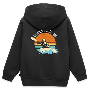 Creature Crafts? No! Whitewater Kayaking - Kids Premium Organic Zip-up Hoodie - black - Back - AI Model Kid Male (0cm)