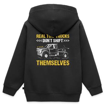 Real Tow Trucks Don't Shift Themselves Tow Trucker - Kinder Premium Organic Zip Hoodie - Schwarz - Hinten - AI Model Kid Male (0cm)