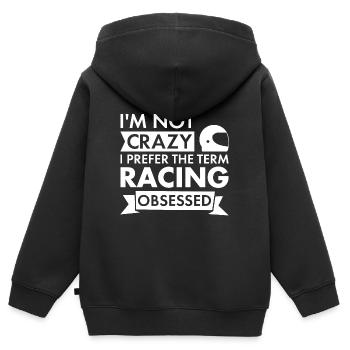 Sport Je ne suis pas fou de course - Sweat Premium à capuche zippé enfant bio - noir - Dos - AI Model Kid Male (0cm)