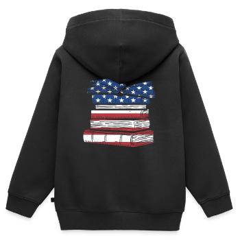 Écrivain Nous Flag Écriture - Sweat Premium à capuche zippé enfant bio - noir - Dos - AI Model Kid Male (0cm)