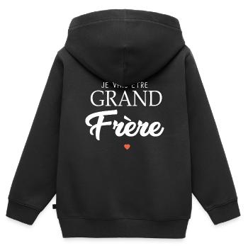 futur grand frère annonce bébé grossesse - Sweat Premium à capuche zippé enfant bio - noir - Dos - AI Model Kid Male (0cm)