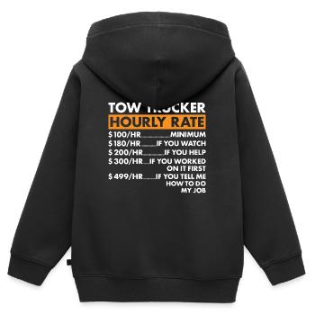 Tow Trucker Hourly Rate Tow Truck Operator - Kinder Premium Organic Zip Hoodie - Schwarz - Hinten - AI Model Kid Male (0cm)