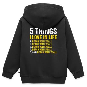 Sport 5 choses que j’aime dans la vie Volleyball de plage - Sweat Premium à capuche zippé enfant bio - noir - Dos - AI Model Kid Male (0cm)