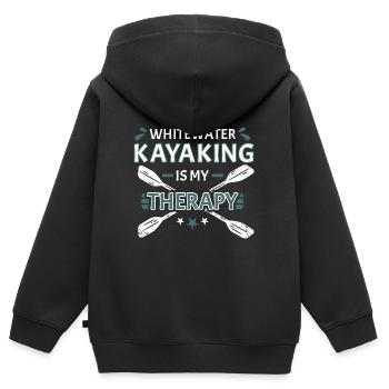 Whitewater Kayaking Is My Therapy - Kids Premium Organic Zip-up Hoodie - black - Back - AI Model Kid Male (0cm)
