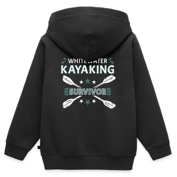 Survivant du kayak en eau vive - Sweat Premium à capuche zippé enfant bio - noir - Dos - AI Model Kid Male (0cm)