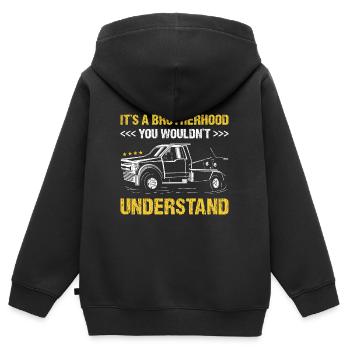 C’est une fraternité que vous ne comprendriez pas - Sweat Premium à capuche zippé enfant bio - noir - Dos - AI Model Kid Male (0cm)