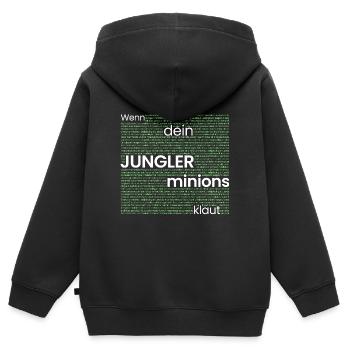 Wenn der JUNGLER minions klaut - Kinder Premium Organic Zip Hoodie - Schwarz - Hinten - AI Model Kid Male (0cm)