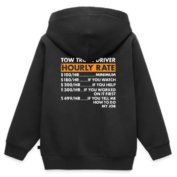Tow Truck Driver Hourly Rate Tow Truck Operator - Kinder Premium Organic Zip Hoodie - Schwarz - Hinten - AI Model Kid Male (0cm)