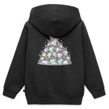 Einhhorn Haufen Lustig - Kinder Premium Organic Zip Hoodie - Schwarz - Hinten - AI Model Kid Male (0cm)