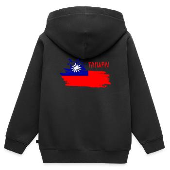 Taiwan - Kinder Premium Organic Zip Hoodie - Schwarz - Hinten - AI Model Kid Male (0cm)