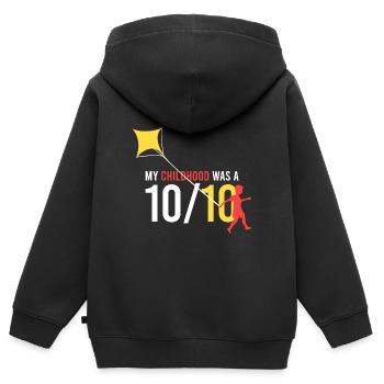 meine Kindheit war eine 10/10 - Kinder Premium Organic Zip Hoodie - Schwarz - Hinten - AI Model Kid Male (0cm)