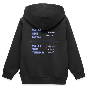 Nimm mich in deine Arme! - Kinder Premium Organic Zip Hoodie - Schwarz - Hinten - AI Model Kid Male (0cm)