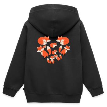 renard coeur forêt amoureux des animaux cadeau renard - Sweat Premium à capuche zippé enfant bio - noir - Dos - AI Model Kid Male (0cm)