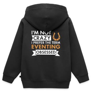 Cavalier Je ne suis pas fou de concours complet - Sweat Premium à capuche zippé enfant bio - noir - Dos - AI Model Kid Male (0cm)