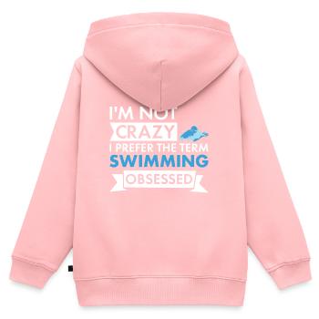 Sport I'm Not Crazy Swimming - Kinder Premium Organic Zip Hoodie - Rosa - Hinten - AI Model Kid Female (0cm)