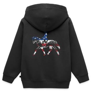Rider Us Flag Concours Complet - Sweat Premium à capuche zippé enfant bio - noir - Dos - AI Model Kid Male (0cm)