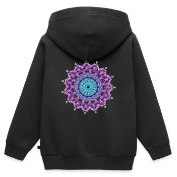 Mandala - Sweat Premium à capuche zippé enfant bio - noir - Dos - AI Model Kid Male (0cm)