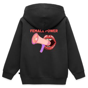 Female Power Feminism Geschenkidee Girl Lips Equal - Kinder Premium Organic Zip Hoodie - Schwarz - Hinten - AI Model Kid Male (0cm)