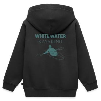 Kayak en eaux vives - Sweat Premium à capuche zippé enfant bio - noir - Dos - AI Model Kid Male (0cm)