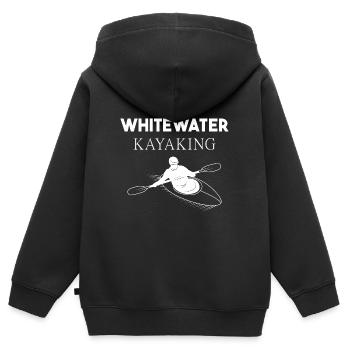 Kayak en eaux vives - Sweat Premium à capuche zippé enfant bio - noir - Dos - AI Model Kid Male (0cm)