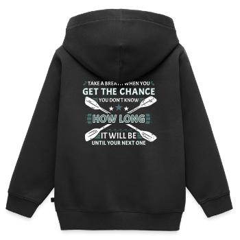 Respirez le kayak en eau vive - Sweat Premium à capuche zippé enfant bio - noir - Dos - AI Model Kid Male (0cm)