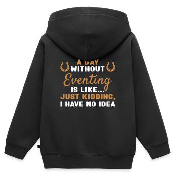 Cavalier Une journée sans concours complet - Sweat Premium à capuche zippé enfant bio - noir - Dos - AI Model Kid Male (0cm)
