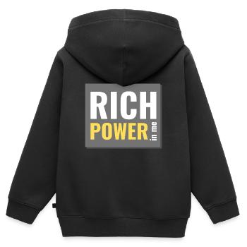 reiche Kraft in mir - Kinder Premium Organic Zip Hoodie - Schwarz - Hinten - AI Model Kid Male (0cm)