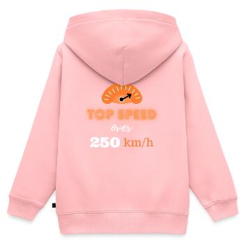 Vitesse maximale supérieure à 250 km/h - Sweat Premium à capuche zippé enfant bio - rose - Dos - AI Model Kid Female (0cm)