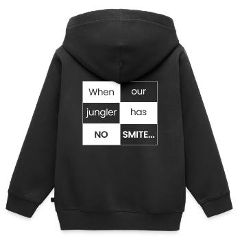Wenn Jungler NO SMITE hat - Kinder Premium Organic Zip Hoodie - Schwarz - Hinten - AI Model Kid Male (0cm)